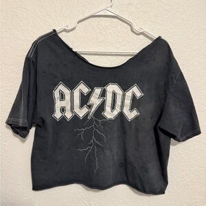 AC/DC Black and White Graphic Crop Top